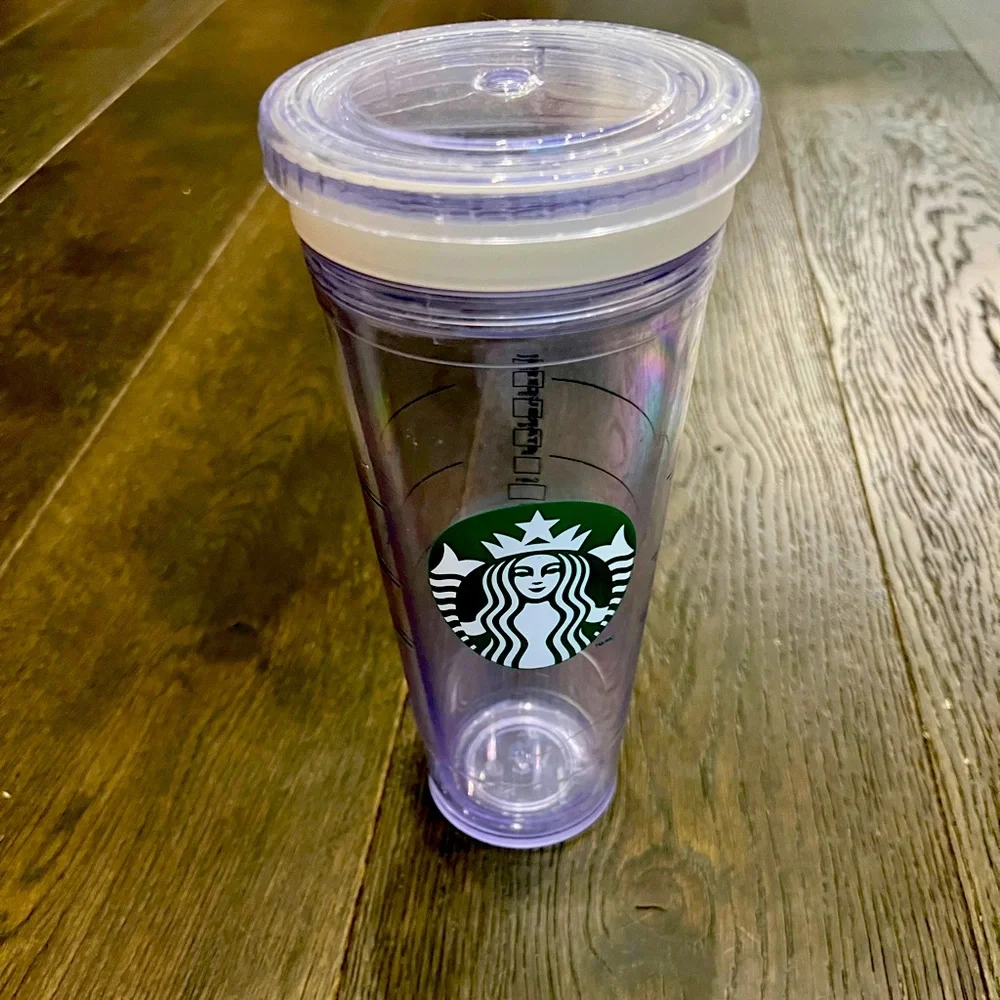 Starbucks Venti 24ox Clear Double Walled Reusable Cold Cup Tumbler with Lid‎